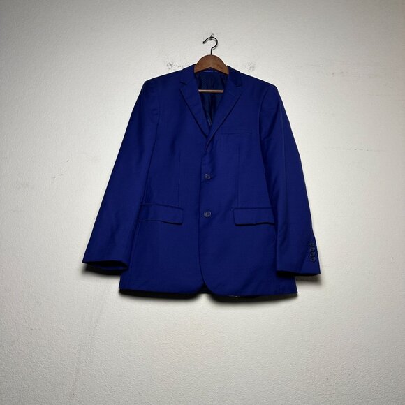 Mantoni Blazer Coat Jacket Men 38R Formal Blue Plain Disco Retro Minimal Party - Picture 1 of 14